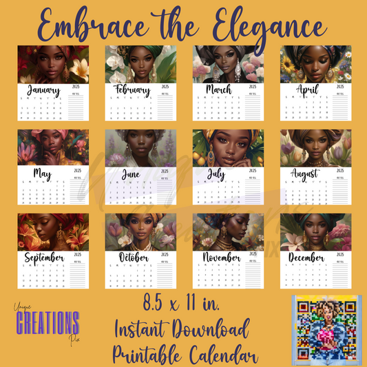 Embrace the Elegance Instant Download & Printable Calendar